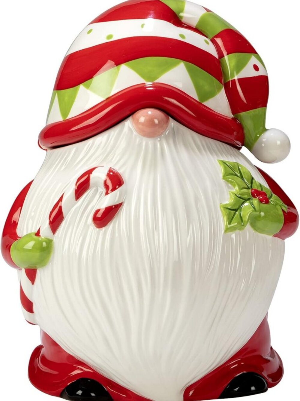 Festive 3-D Gnome Cookie Jar - Holiday Magic, 64 oz. Perfect for Christmas